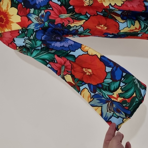 Zara, high neck, 80's colourful floral long flared sleeve shift dress, size L - Picture 3 of 9